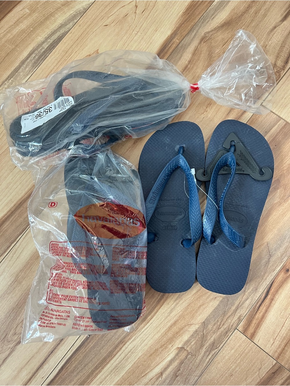 Lot of 3 Havaianas Navy Blue Sandals 35/36 US W 6 M 5 Brazil